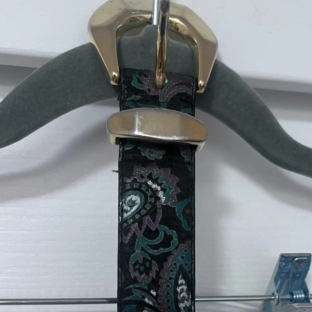 Doncaster Classic Black Paisley Belt with gold buckle - Women’s Med